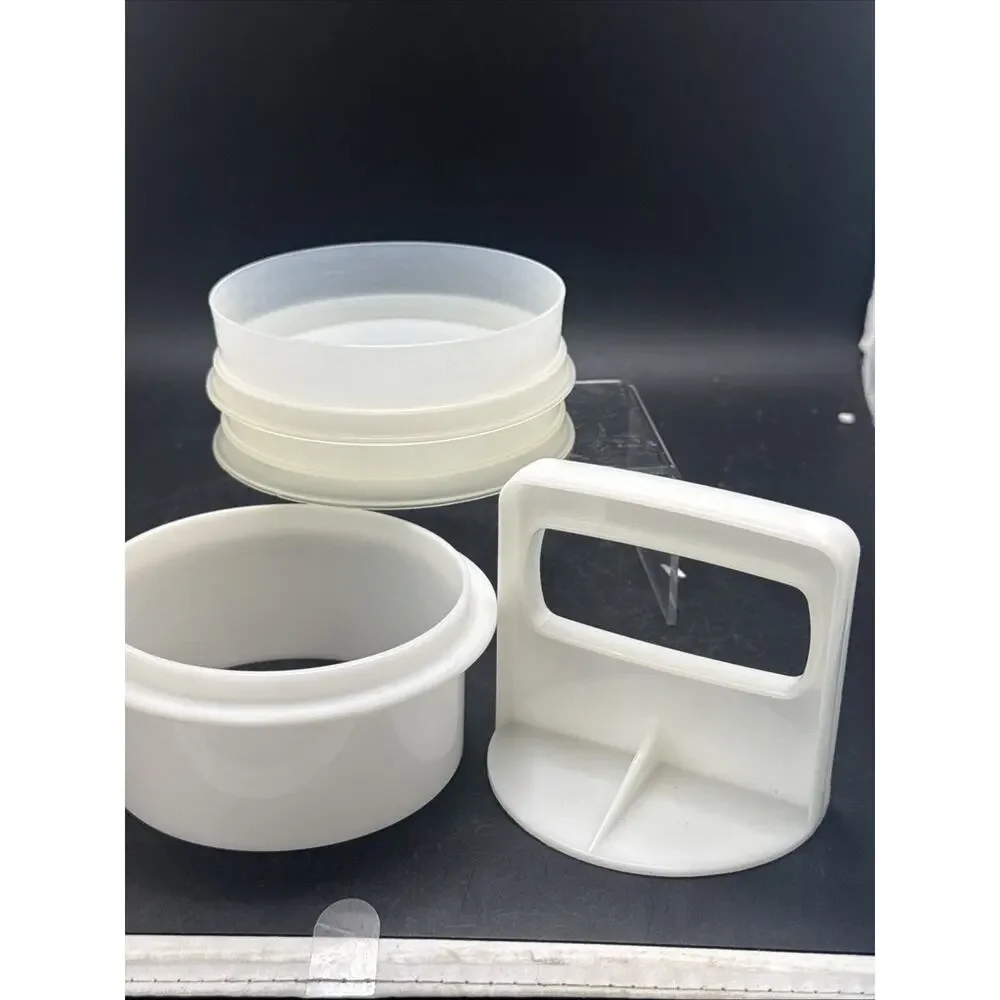 Vintage Tupperware 884 Hamburger Press Set 882 Keepers Ring Lid 8 Patty USA